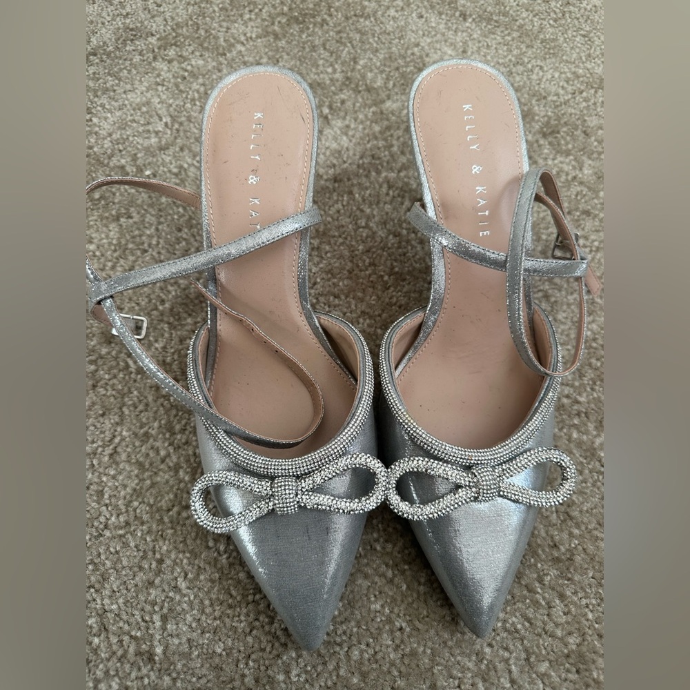 Kelly and Katie Silver Bow Heels